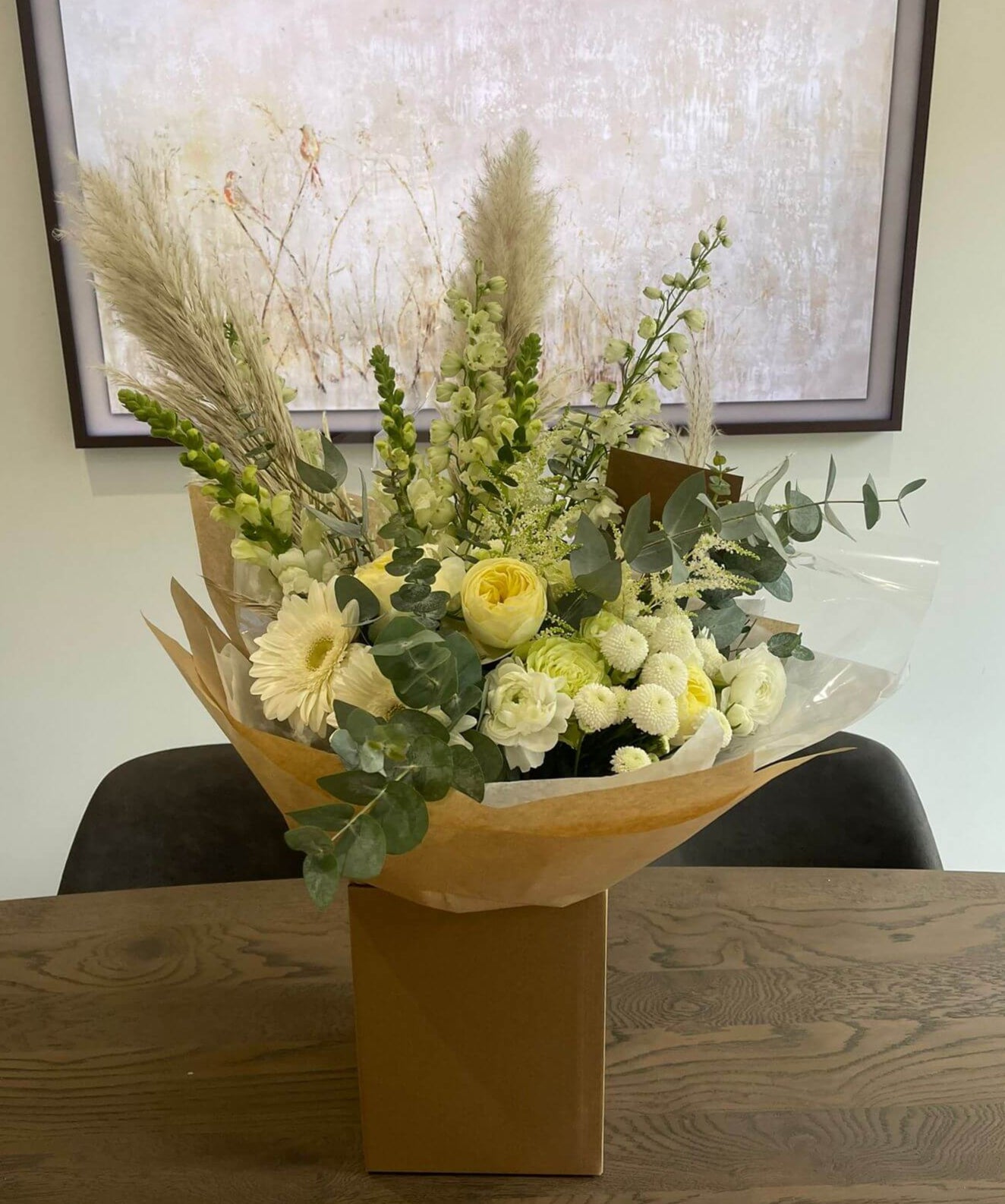 Embrace the understated beauty of nature with our neutral hand-tied flower bouquet